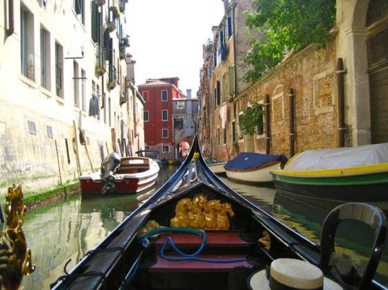 Our Gondola down the back streets of Venice